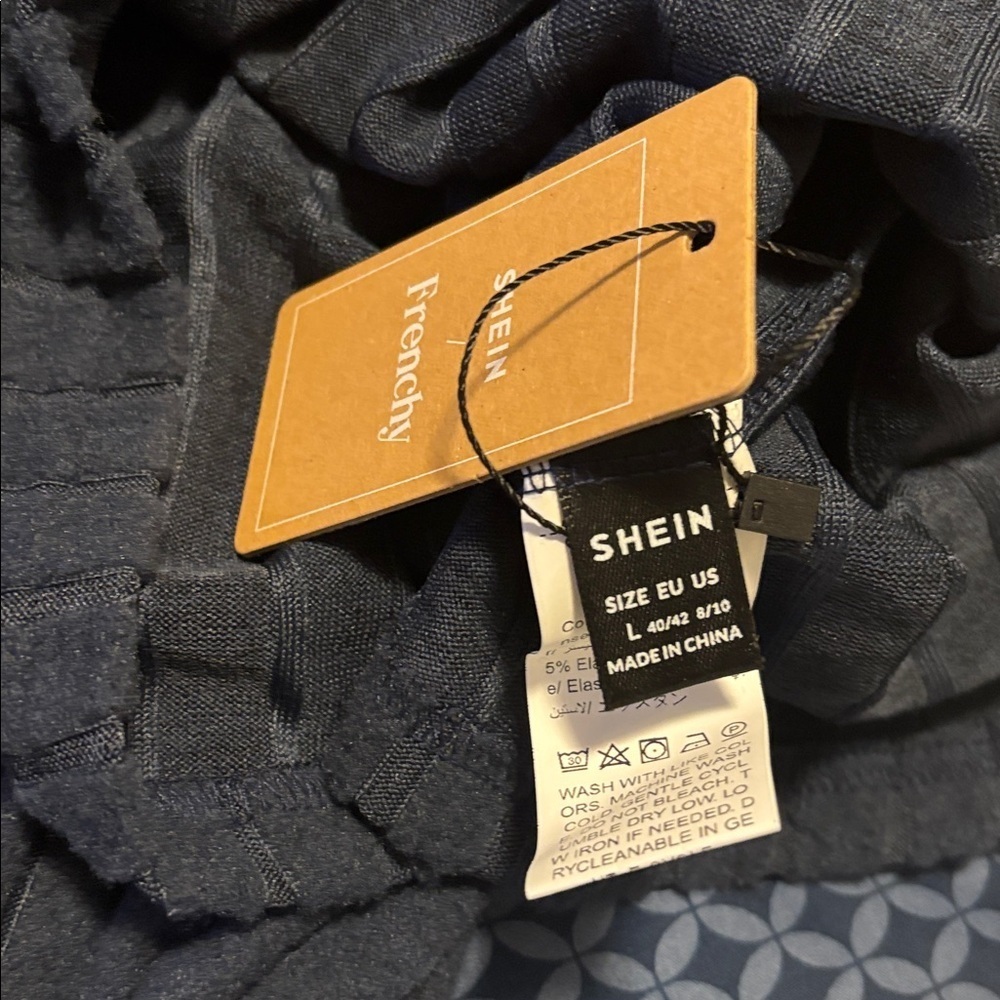 SHEIN Frenchy Blue Large Ribbed knit mock neck pullover Sweater - Picture 7 of 13